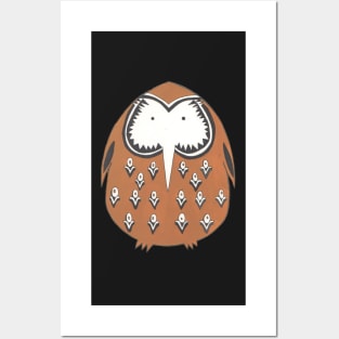 Retro Brown Owl, Night time bird. Posters and Art